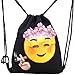 Produktbild Libetui cooler Turnbeutel Sporttasche Sportbeutel Hipster Sport-Rucksack Gymsack Emoticons Emoji Jutebeutel ca. 32 x 38 cm Motiv Emoji Chill Schwarz