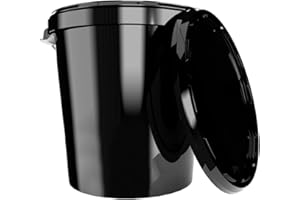FixedByU Seau avec Couvercle 30l - Fabriqué en Allemagne Qualité Alimentaire, Stable, hermétique de Stockage pour Aliments, Fournitures Bureau, Chambre d'enfant, Maison, Atelier, Restauration Noir