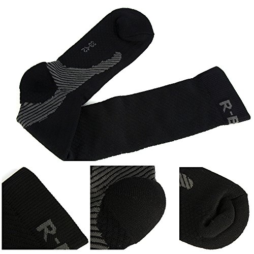 Unisex Medizinische Kompressionsstrümpfe Herren Damen für Reisen Flug Sport Laufen Fußballspiel Jogging, Thrombosestrümpfe Knie, Stützstrümpfe, Sportstrümpfe, Laufsocken, Running Socken Universal Größe ( Schwarz ) - 6