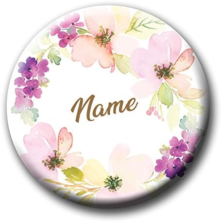 10 x Water Colour Freestyle Vintage Floral Hen Party or Birthday Pin Badges / Mirrors / Gifts - Any wording - Any occasion