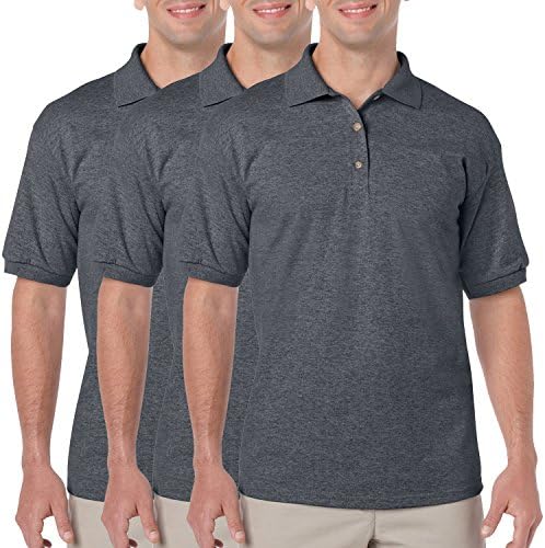 3 Pack Gildan Dry Blend Mens Polo Shirts Workwear Wholesale Plain Clothing All Colours and Sizes (XXL Mens 48 Inch Chest, 3 x Charcoal Grey)