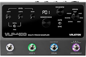 Valeton VLP-400 Multi-Track-Sampler mit 4 Fußschaltern - Zwei vollfunktionsfähige Looper, Drum Machine