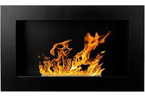 DIVINA FIRE Camino a bioetanolo da parete o incasso Pisa Nero L 65 x P 12 x H 40