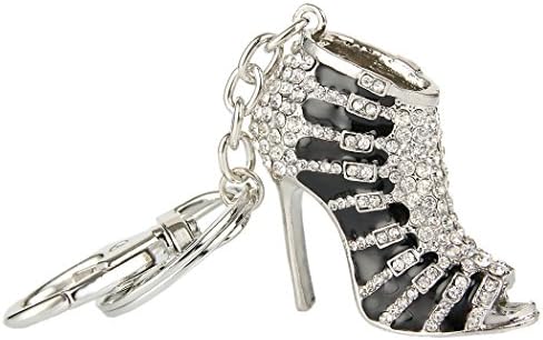 Women's Austrian Crystal Enamel High Heel Shoe Keychain Clear