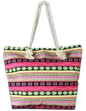 Lizimandu Große Canvas Fashion Freizeit Strandtasche Reißverschluss - Strand,Urlaub, Wandern ,Shopper Schultertasche...