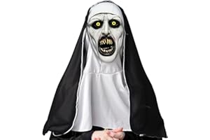 KUWUNG Mascara Monja Terror de Boca Abierta, Máscara de Terror Monja, Monja Scary Latex Masks con Velo, Máscara de Monja para Cosplay Accesorios de Disfraz de Fiesta de Halloween