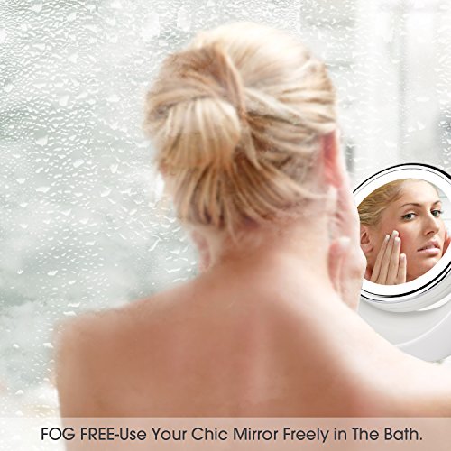 Tragbar beidseitig LED Kosmetikspiegel, 1/7-facher Vergrößerung,Beleuchtete Reise Vanity Mirror,360 Schwenkbar - 4