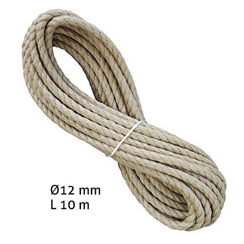 Liros Historic Seil ø 12 mm, 10 m lang, 3-schäftig gedreht, Hanfseil bzw. Naturseil Optik, jedoch mit besseren Eigenschaften