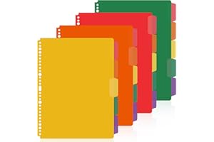NIBOKEN Separadores para Archivador con Bolsillo A4 Plastico de Colores Pestañas, Binder Dividers 2/3/4/11 Anillas para Carpetas Organizadores Escolar Oficina (4 Sets)