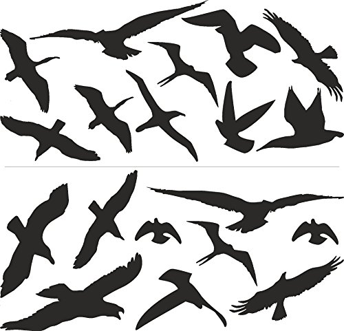 Vogelschutz und Fensterschutz 19er Set Vogel Aufkleber Warnvögel, wetterfest, sehr gross