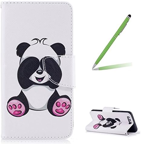 Trumpshop Smartphone Protective Case for Huawei P10 + Cute Panda + Premium PU Leather Flip Wallet Cover Bookstyle Card Slots Stand Feature Shockproof