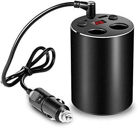 Car Cup Charger, Sourcingbay USB 12V/24V Car Power Adapter with Dual USB Ports and 2-Socket Cigarette Lighter Splitter for iPhone 7/7Plus, Galaxy S6/S7 Edge Smartphone Tablets GPS Dashcam