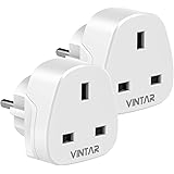 VINTAR 2PC Adaptateur de Prise UK vers Europe Rond 3 Broches à 2 Broches Type G à Type C E F pour Allemagne Espagne France It