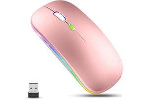 GLOBAL TECH LED Wireless Mouse, Slim Rechargeable Wireless Silent Mouse, 2.4G Portable USB Optical Wireless Cordless Mice with USB Receiver for Laptop, PC, Computer, Mac (Rose Gold)