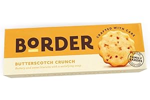TEA HOUSE DIRECT Border Biscuit Butterscotch Crunch - Made with Real Butter & Butterscotch - Deliciously Crunchy Treat - Perfect Food Gift for Biscuit Lovers - Pack of 3 x 135g