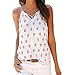 Produktbild Elecenty Damen Weste Shirt Hemden Oberteile Ärmellos T-Stücke Tops Tanktops Drucken Sommerhemd Hemd Blusen Haushemd Bluse Lose Damenmode Frauen Blusenshirt Sommerbluse Streetwear (L, Weiß 1)