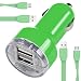 Produktbild Lava P7+ Car Charger Auto-Ladegerät Compact Rapid Bullet DUAL Kleine Fast Travel DC 12V / 24V im Auto-Ladegerät USB-Adapter mit 2 x 1 Meter Flat Data Sync Ladekabel