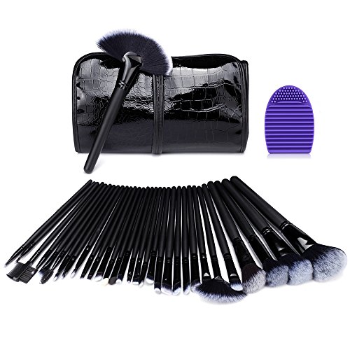 Anpro 32 Makeup Pinsel Kosmetik set mit Pinsel Reinigung Pinselset inkl. hochwertig Tragetasche Professionell Gesichtspinsel für Lidschatten, Lippenkosmetik