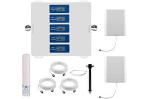 KKBSTR Repetidor Señal Movil Amplificador de Señal, 5 Bandas 800/900/1800/2100/2600MHz, Dos Antenas Interiores
