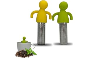 TIRIMBELES Infusor de Té de Silicona y Acero Inoxidable 2 unidades, Colador de Té Original y Divertido, Infusionador para Té Suelto, Filtro de Infusiones para Tazas, Filtro de Té para Taza (Amarillo-Verde)