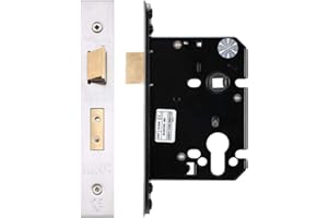 Zoo Hardware ZUKS76EPSS Euro Profile Sashlock 76mm Case, 57mm Backset, Door Lock Satin Stainless Steel