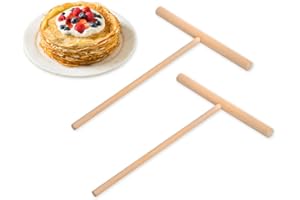 SCSpecial crepes verteiler 2 Stück, 6,1 Zoll x 4,7 Zoll, natürliches Holz, T-förmiges Werkzeug für Crêpes, Holz-Crêpe-Maker, Pfannkuchen-Macher-Werkzeug