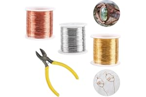 OKUYAN 3Rolls Craft Wire 0.3mm Jewelry Wire Metal Jewelry Beading Wire Soft Copper Wire Kit with Wire Cutter Flexible Craft Wire for Jewelry Making Supplies DIY Crafts Sculpting Modelling（50M/Roll）