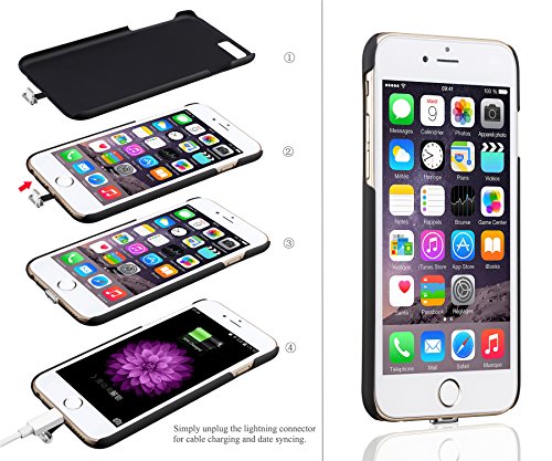 Antye Qi Wireless Charger Charging Receiver Case Back Cover [No Built-in Battery] with Flexible Lightning Connector for iPhone 6/ 6S