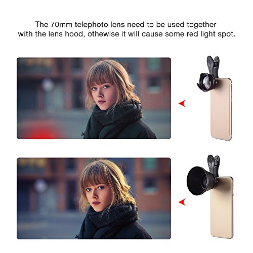 Apexel 70mm Lens, obiettivo professionale della fotocamera telefonica HD, obiettivi della fotocamera per telefoni cellulari con clip ottico da 2,5x ottico per iPhone iPad Samsung LG (perfetto per i ritratti di strada, foto di avventura e viaggi)