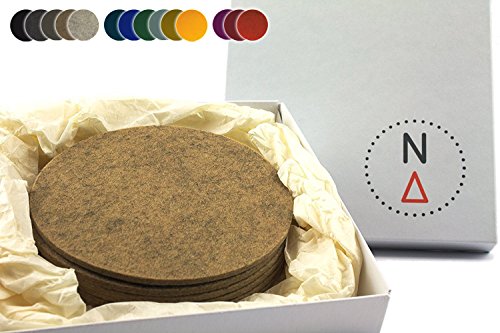 Bio Glasuntersetzer rund 10cm für Gläser 6er Set, 100% Woll-Filz, Getränke-Untersetzer Farbe wählbar (Terra / beige meliert)