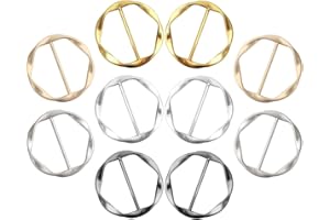 CCZAILAI 10 Pcs T-Shirt Clips Silk Scarf Ring Clip T-Shirt Tie Clips Clothes Corner Knotted Button Round Circle Clip Buckle Clothing Ring Wrap Holder for Women Girls