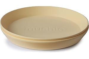 mushie Assiette pour Enfants | Réutilisable Vaisselle Sans BPA | Assiettes Compatibles Lave-Vaisselle & Micro-ondes | Fabriqué au Danemark | Pale Daffodil