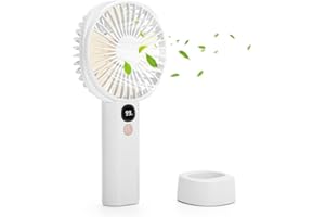 OVOOKER Mini Ventilatore Portatile Ricaricabile - Ventilatore a mano, USB Piccolo Ventilatore Tascabile con 5 Livelli di Velocità, Batteria da 3000 mAh per Viaggi, Ufficio, Esterni Bianco