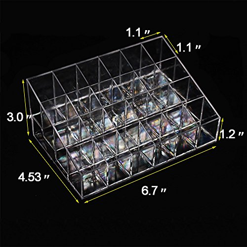 mobengo 24 Ständer Acryl Kosmetik Make-up Holder Organizer für Lippenstift, Pinsel CLEAR Case Display Rack transparent - 4