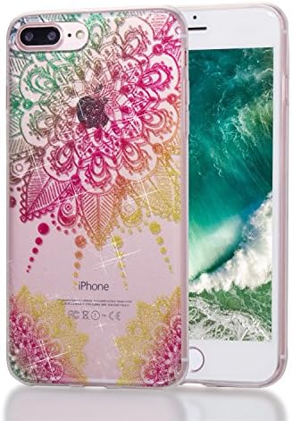 iPhone 7 Plus Case, iPhone 8 Plus Case (5.5 inch), Insteel Ultra Slim Luxury Bling Glitter Sparkly Shiny Design Colorful Mandala Flower Transparent Clear Soft Silicone TPU Shockproof Back Cover Shell