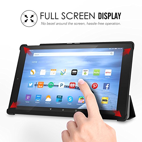 MoKo Fire HD 10 2015 Hülle – Ultra Slim Lightweight Schutzhülle Smart Cover mit Auto Schlaf / Wach Funktion und Standfunktion für Amazon Fire HD 10.1 Zoll (5. Generation – 2015 Modell), Schwarz - 3