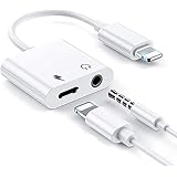 Headphone Adapter for iPhone 3.5mm Jack AUX Audio Dongle Dual [2 in 1] Adaptor Splitter Converter Compatible with iPhone 13/1
