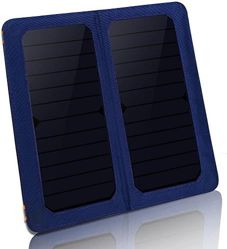 HOWO Solar Panel Charger High Conversion Efficiency Dual-Port for iPhone iPad Samsung and Other Phone Tablet and Digital Devices (Blue)