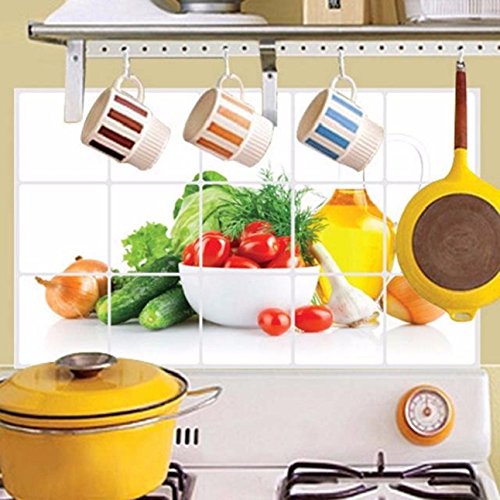 Tonsee 45 × 75 cm Oilproof Fett proof Küche Wand Aufkleber Obst Muster Küche Aufkleber Aluminium Folie Wand Aufkleber Wand Dekor - 4