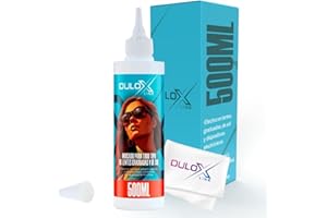 RONIBEX Limpia Gafas de (500ML) con Tapón Especial para Llenado Fácil + Paño de Microfibra 18x18CM + Boquilla con Cierre - Limpiador de Lentes - Limpieza Profesional para Pantallas - Limpiador de Ordenador