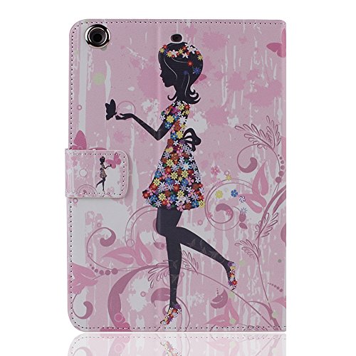 iPad mini Schutzhülle – Felfy Ultra Slim Flip Leather Case für / Apple iPad mini mini 2 mini 3 Tablet / Leder Hülle Etui Cover Handytasche / Bling Luxus Glitzer Glanz Steine Rhinetone Einfach Edel Fairy Fee Mädchen Girl Elf Blume Stil / 1x Rosa Flower Anti Dust Plug / 1x Pink Stylus - 2