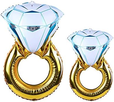 Giant Diamond Ring Balloon 43 Inch and 33 Inch Diamond Ring Foil Helium Balloons for Bachelorette Party Kids Party and Bridal Shower Party Birthday Vow Renewal Wedding Decoration by WULEEUPER