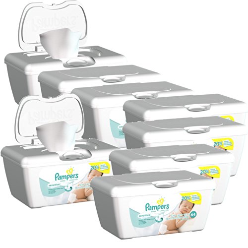 Pampers Sensitive Wipes Tub 64 Count (Pack of 8 / 512 Wipes) [Baby Product]