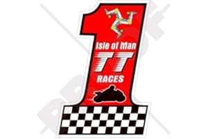 STICKERSWORLD Isla De Man TT Races Número 1 Manx Moto GP 4 "(100 mm) bike-helmet de vinilo, adhesivo