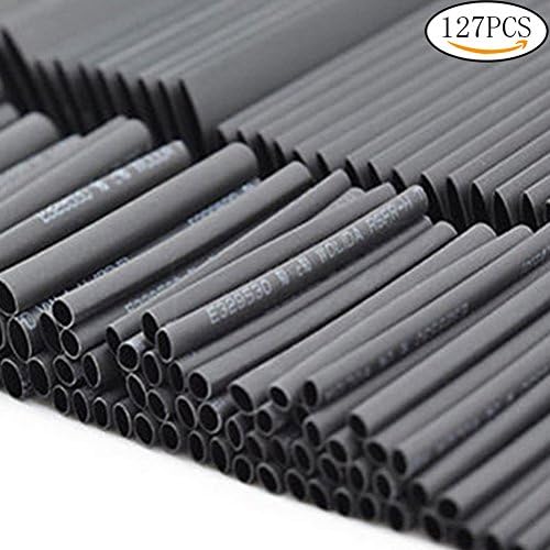 127pcs Heat Shrink Tubing, Ruix Black Electrical Cable Tube Sleeving Kit Wire Wrap Assortment