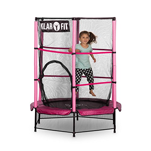 Klarfit Rocketkid Trampolin Minitrampolin Gartentrampolin (für Kinder ab 3 Jahre, 140 cm Durchmesser, bis max. 50 kg belastbar, komplett verschließbares Sicherheitsnetz) verschiedene Farben - 3