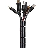 Alex Tech 25ft – 1/2 inch Cable Sleeve Easy Wrap Cable Management Sleeve Wire Wrap Cord Organizer for Computer TV Home Office - Black