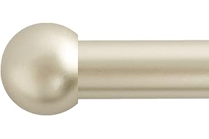 BOOM JOG Curtain Pole 76 cm to 136 cm (30" to 54") Champagne Extendable Curtain Pole 25 mm (1") Diameter Curtain Rod With Ball finials