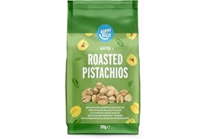 Marca Amazon - Happy Belly Pistachos tostados y salados, Sal Marina, 250g (Paquete de 6)