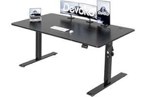 Devoko Biurko stojące z elektryczną regulacją wysokości, biurko stojące do domowego biura, biurko z regulacją wysokości，160 x 70 cm, czarny